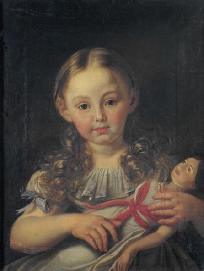 unknow artist Girl with a doll, oil painting image